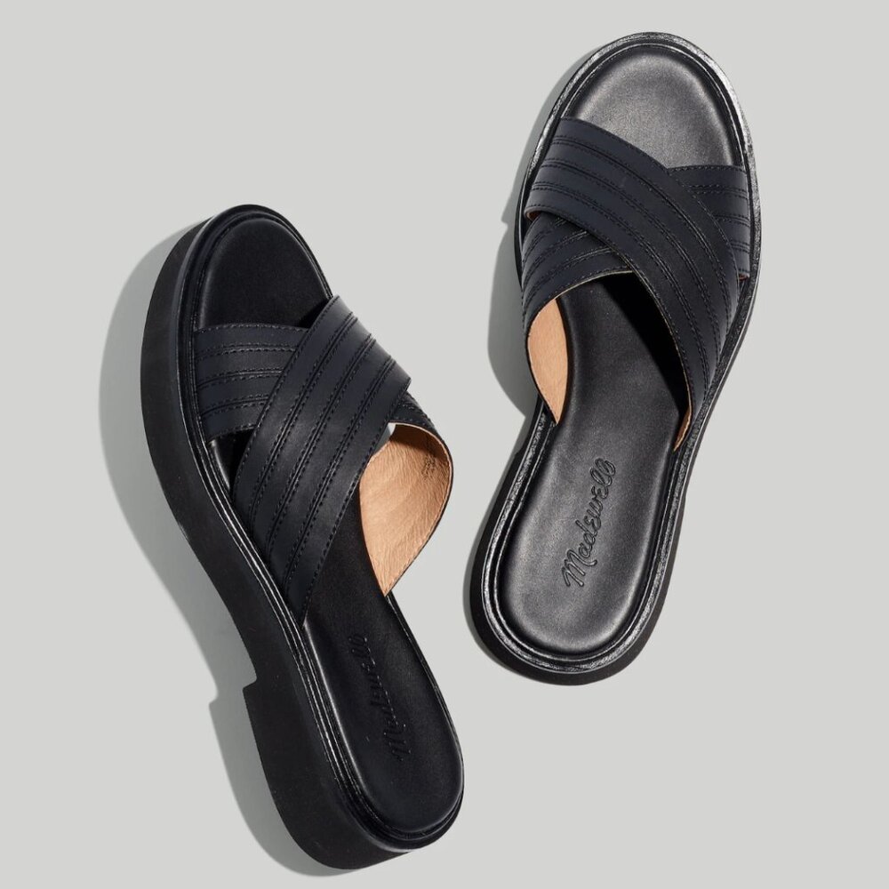Madewell | NWOT The Alina Platform Sandal in Black Leather Size 8